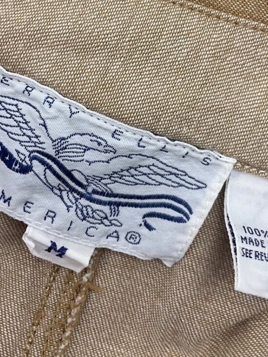 VTG Perry Ellis America Tan Brown Collared Denim Maxi Faux Wrap Dress Cotton - Picture 4 of 12